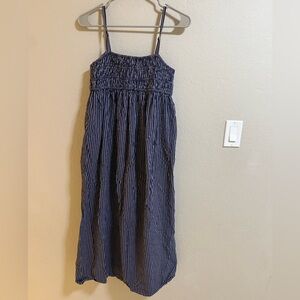 A New Day Blue & White Striped Smocked Midi Dress Size XS